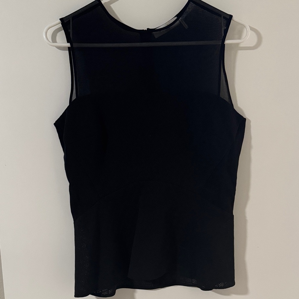 Sandro Black Mesh Detail Blouse